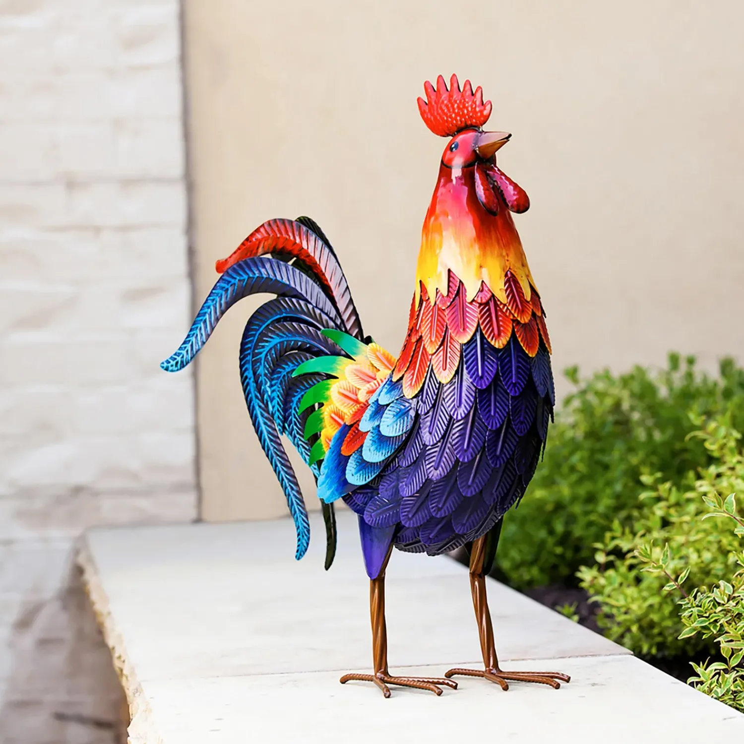 Plow & Hearth Garden Statues>Colorful Metal Rooster Garden Statue
