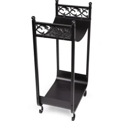 Plow & Hearth Fireplace Tool Sets|Wood Storage & Wood Racks>Compact Log Rack, Cast Iron with Scrollwork Design Black