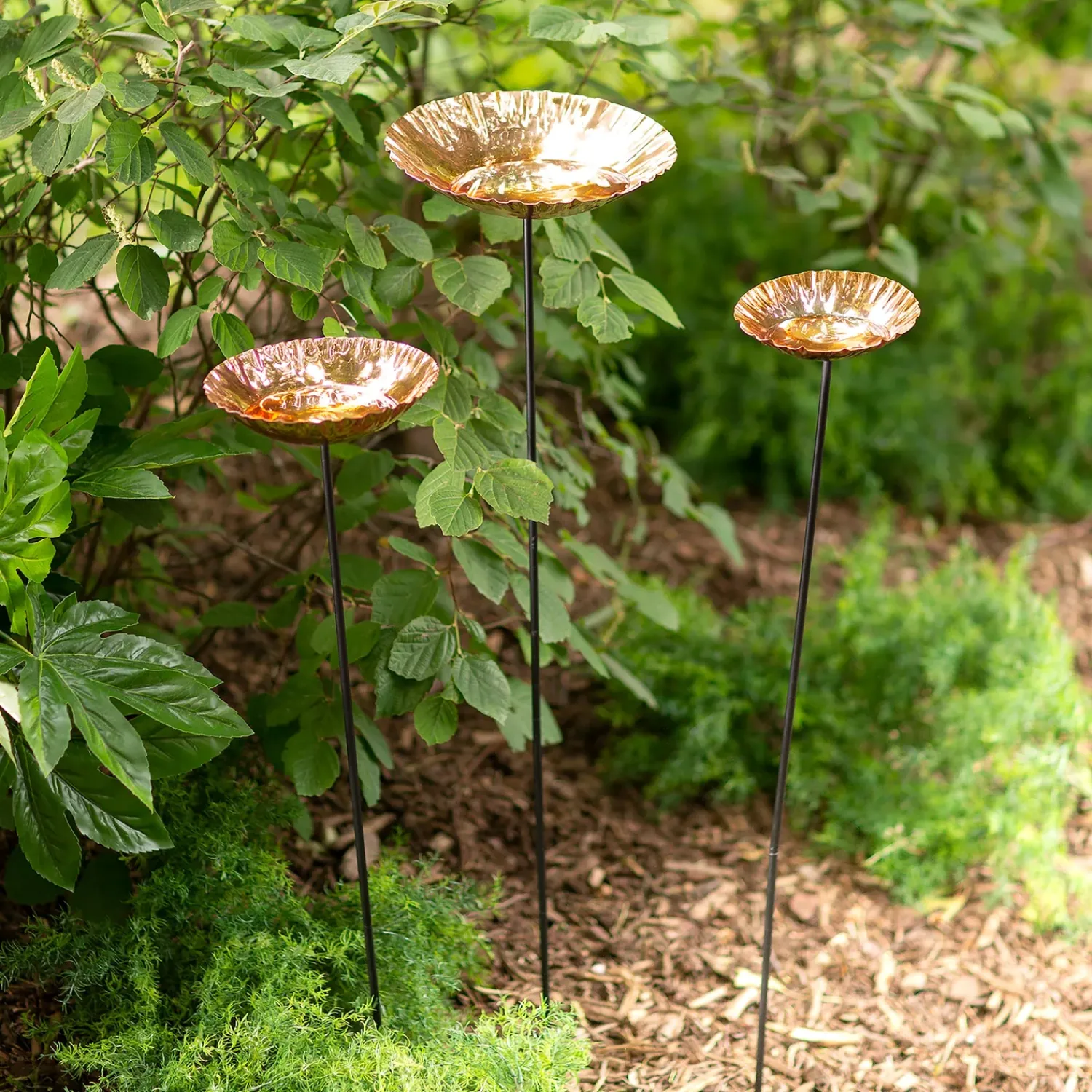 Plow & Hearth Birdbaths>Copper Birdbath Garden Stake, Small 6"Dia.