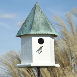 Plow & Hearth Birdhouses>Copper Songbird Deluxe Birdhouse with Verdigris Patina Roof