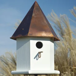Plow & Hearth Birdhouses>Copper Songbird Deluxe Birdhouse with Brown Patina Roof