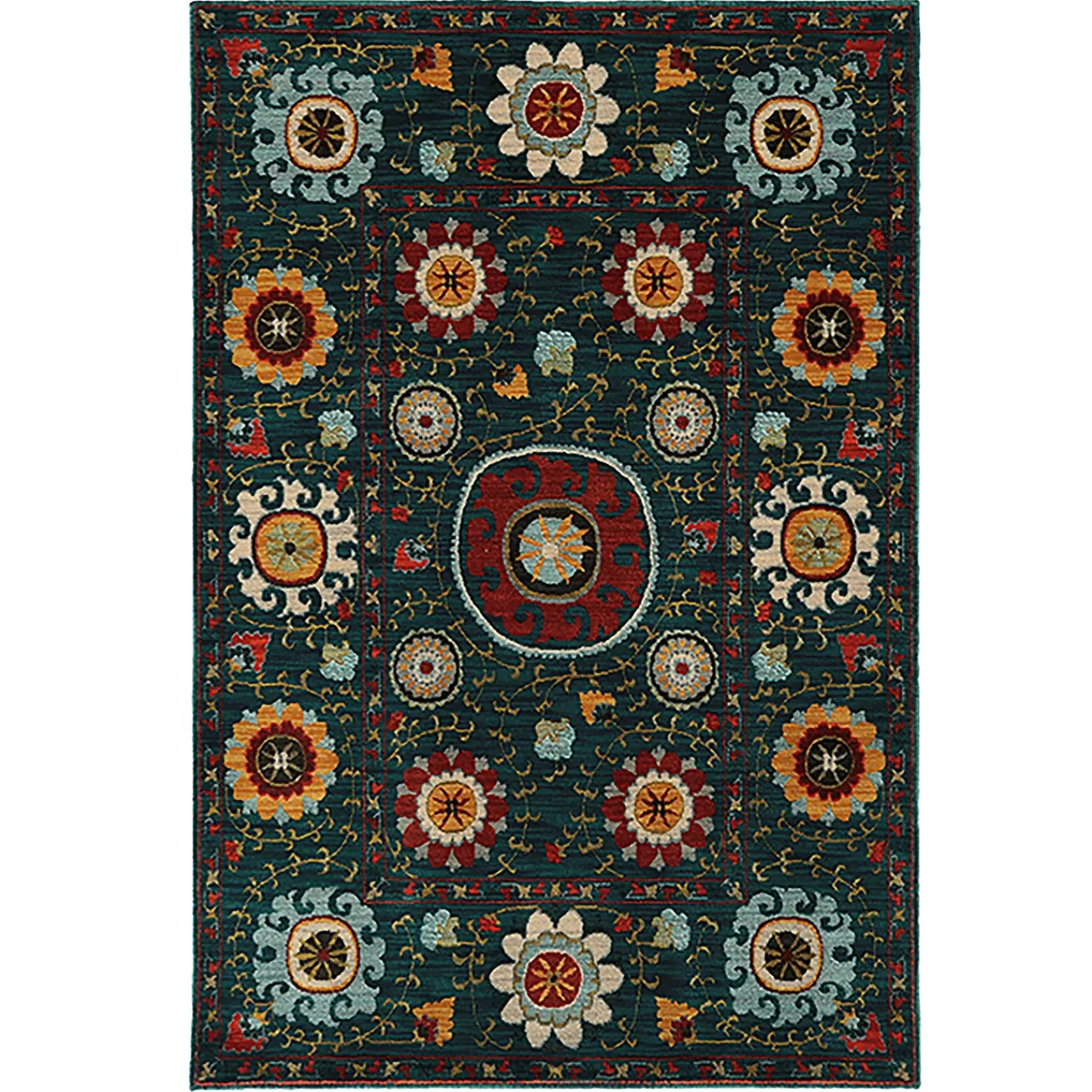 Plow & Hearth Area Rugs>Covington Floral Area Rug, 3'10"x 5' 5" Charcoal