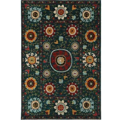 Plow & Hearth Area Rugs>Covington Floral Area Rug, 5'3"x 7'6" Charcoal
