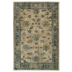Plow & Hearth Area Rugs>Covington and Blue Antiqued Floral Rug, 7'10" x 10'10" Ivory