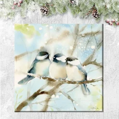 Plow & Hearth Outdoor Wall Art|Wall Art>Cozy Chickadees Indoor/Outdoor Canvas Wall Art