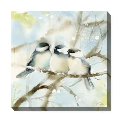 Plow & Hearth Outdoor Wall Art|Wall Art>Cozy Chickadees Indoor/Outdoor Canvas Wall Art