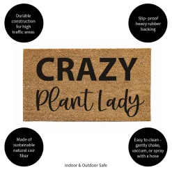 Plow & Hearth Coir Mats>Crazy Plant Lady Coir Mat