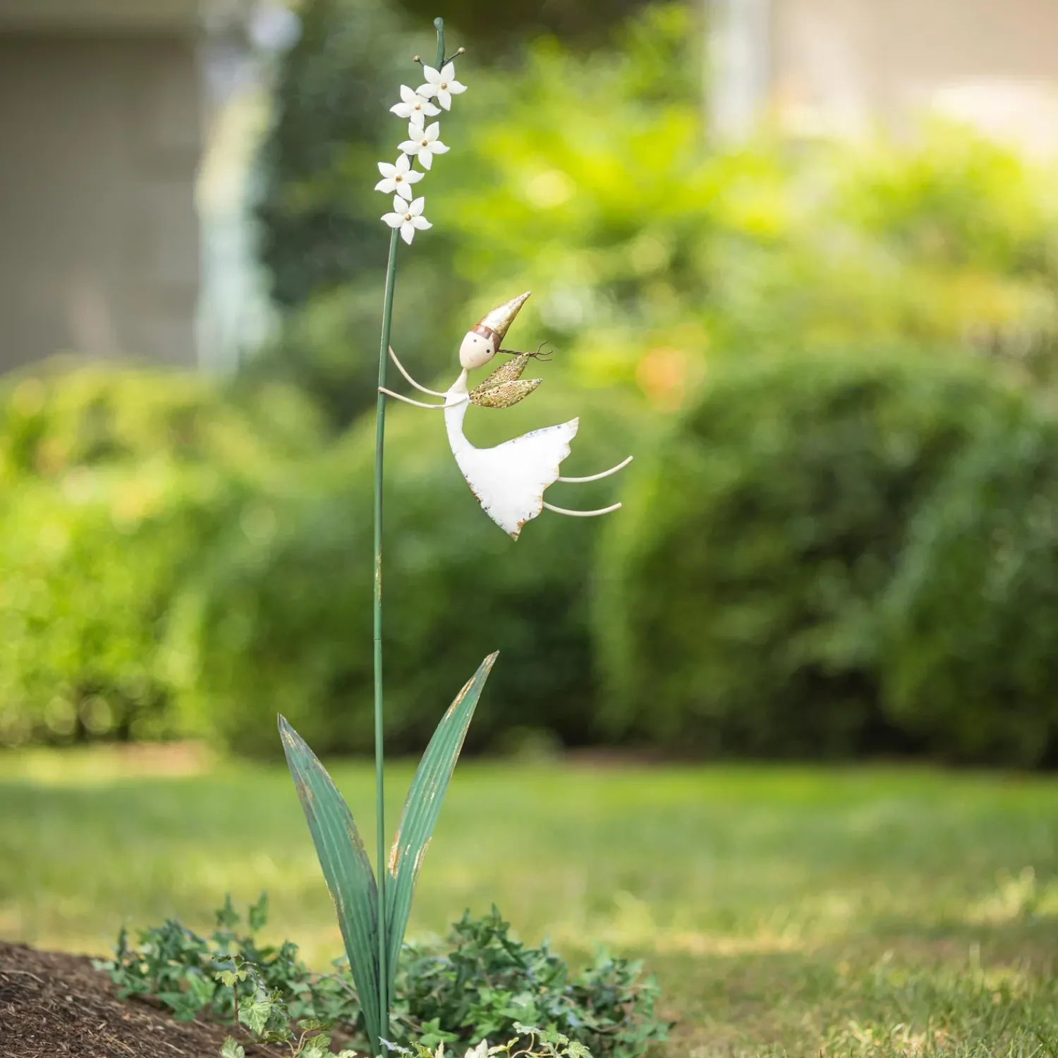 Plow & Hearth Garden Stakes>Cream Storybook Fairy Metal Stake