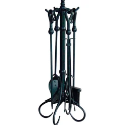 Plow & Hearth Fireplace Tool Sets>Crook-Handled 5-Piece Fireplace Tool Set Black
