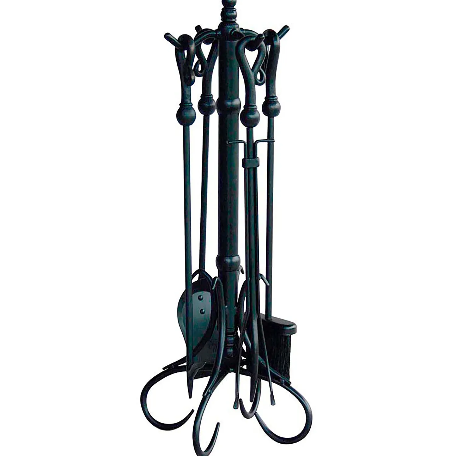 Plow & Hearth Fireplace Tool Sets>Crook-Handled 5-Piece Fireplace Tool Set Black
