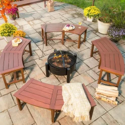 Plow & Hearth Outdoor Benches>Curved Eucalyptus Slatted Bench
