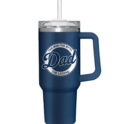Plow & Hearth Travel Cups>Dad The Man The Myth The Legend Canyon Cup, Double Wall Stainless Steel w/ Straw, 40oz, Gift Box