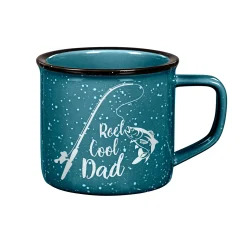 Plow & Hearth Coffee & Tea Cups>Dad's Fishing Blue Ceramic Cozy Cup, 15oz, Gift Box