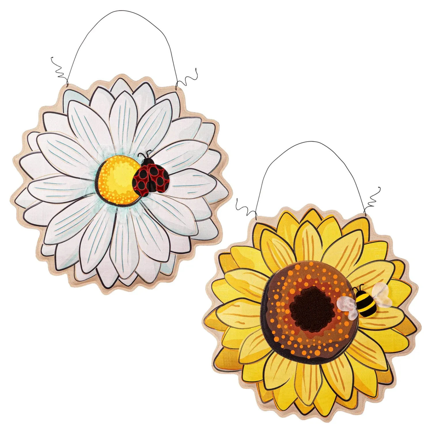 Plow & Hearth Fabric Door Hangers>Daisy/Sunflower Double Sided Estate Door Décor