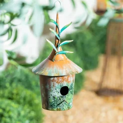 Plow & Hearth Bird Feeders|Decorative Accents>Decorative Metal Birdhouse Statue