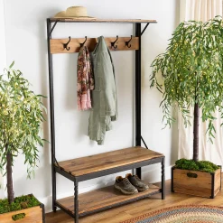 Plow & Hearth Chests & Storage Cabinets|Bookshelves & Wall Shelves>Deep Creek Coat Rack Walnut
