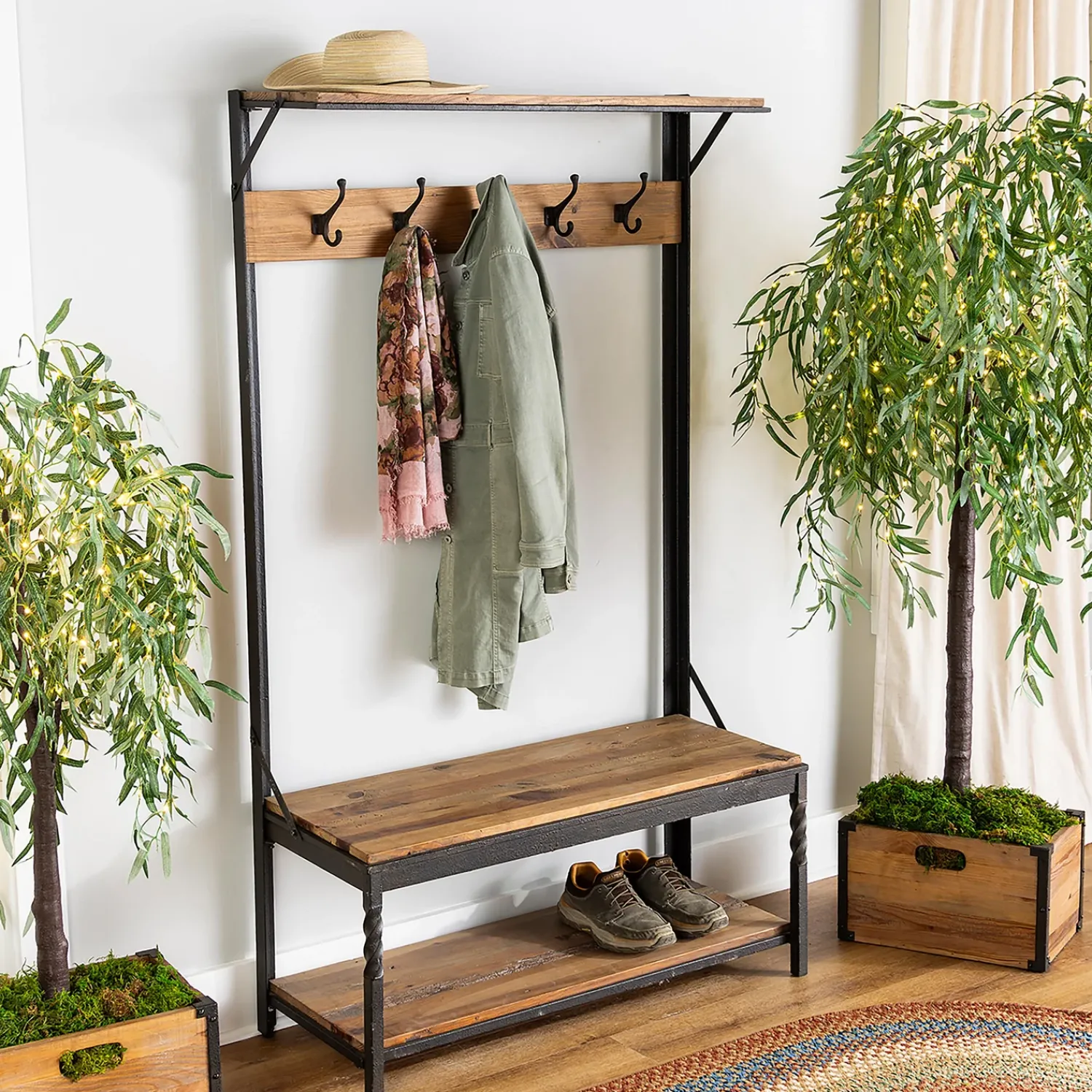 Plow & Hearth Chests & Storage Cabinets|Bookshelves & Wall Shelves>Deep Creek Coat Rack Walnut