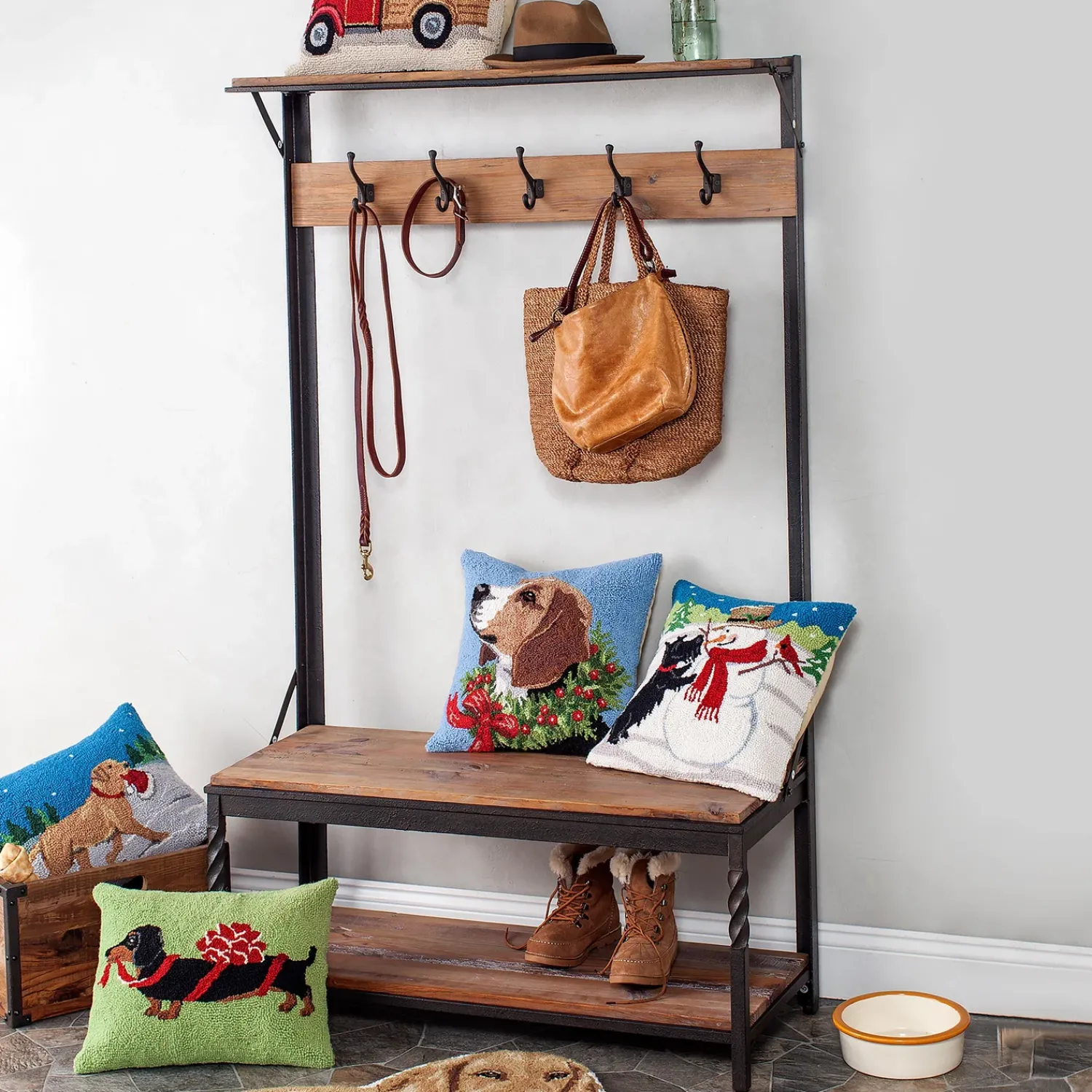 Plow & Hearth Chests & Storage Cabinets|Bookshelves & Wall Shelves>Deep Creek Coat Rack Walnut