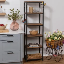 Plow & Hearth Bookshelves & Wall Shelves>Deep Creek Etagere Storage Stand with Shelves
