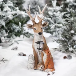 Plow & Hearth Garden Statues|Solar Accents>Deer and Friends Solar Statue