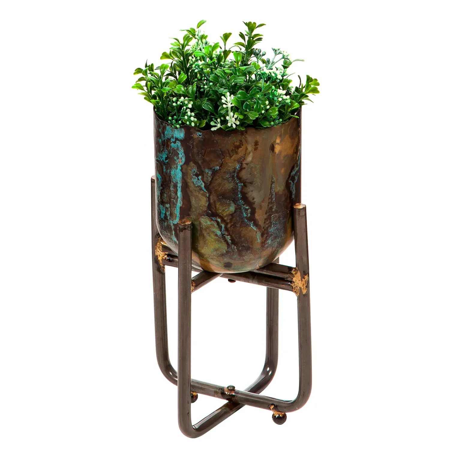 Plow & Hearth Planters & Plant Stands>Distressed Metal Planters in Verdigris Finish, Set of 3