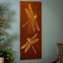 Plow & Hearth Wall Art>Dragonfly LED Laser Cut Metal Wall Décor, 15" L x 40" H