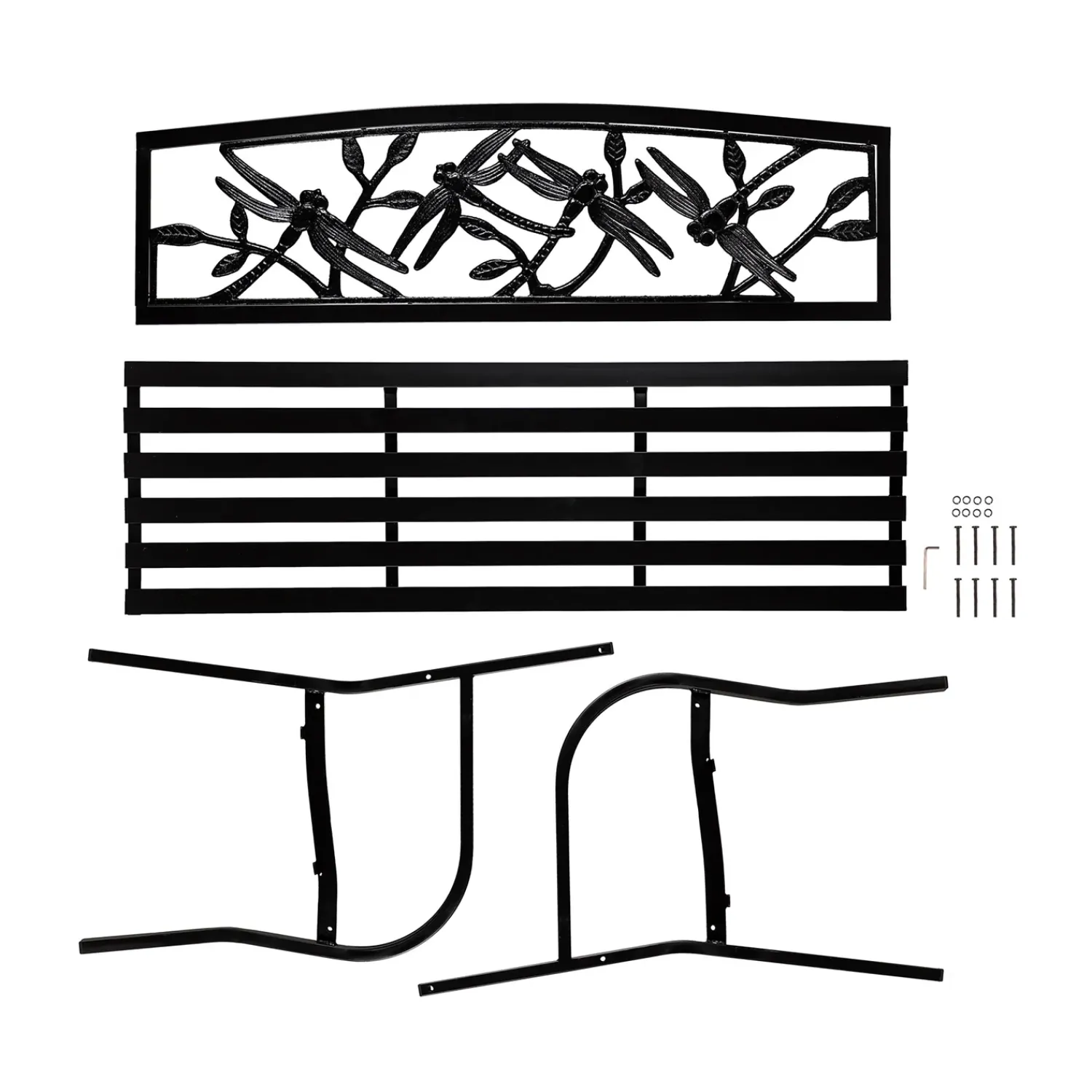 Plow & Hearth Outdoor Benches>Dragonfly Metal Garden Bench Black