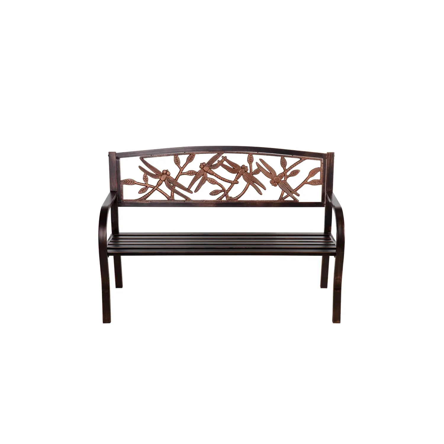 Plow & Hearth Outdoor Benches>Dragonfly Metal Garden Bench, Bronze