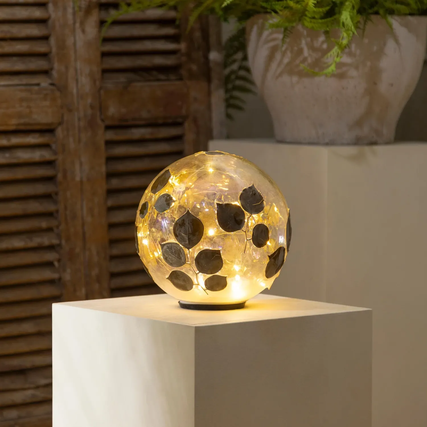 Plow & Hearth Gazing Balls>Dried Eucalyptus LED Gazing Ball, 8"H
