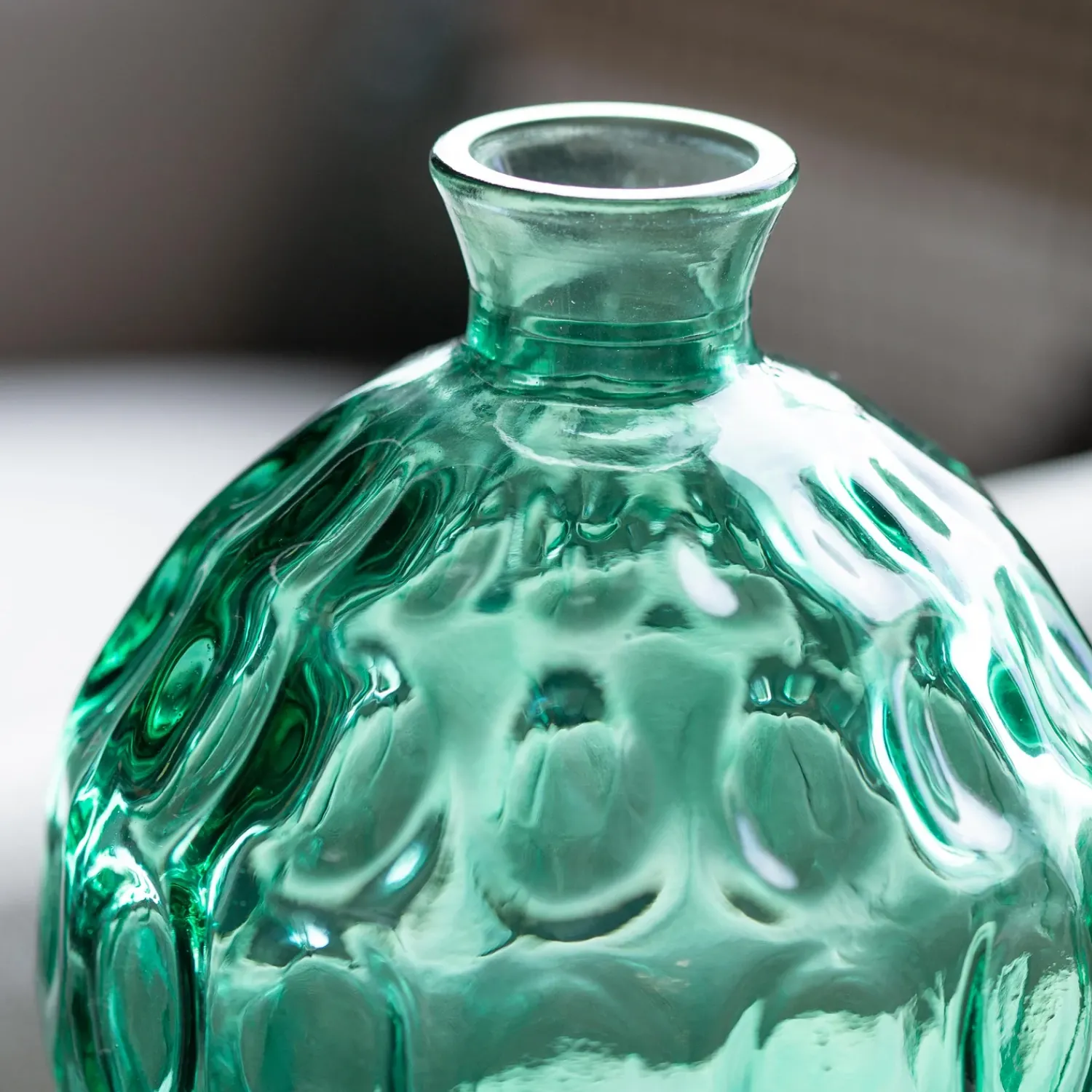Plow & Hearth Planters & Vases>Dune Round Recycled Dimpled Glass Vase, 7.5"H