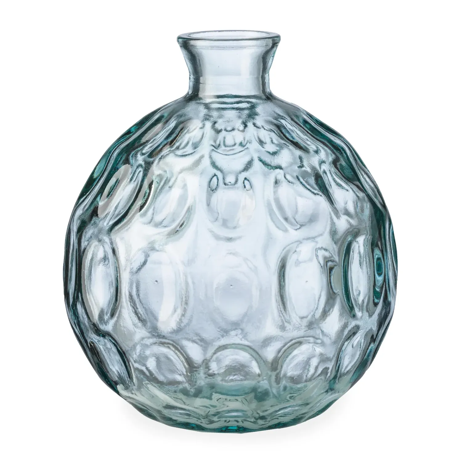 Plow & Hearth Planters & Vases>Dune Round Recycled Dimpled Glass Vase, 7.5"H