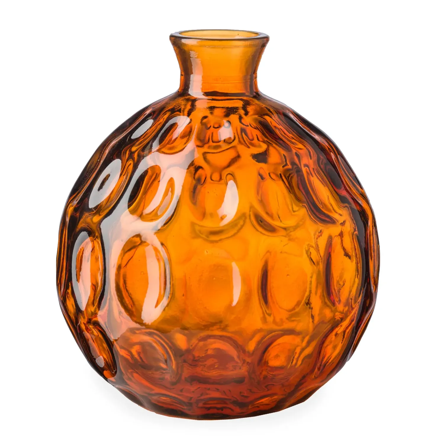 Plow & Hearth Planters & Vases>Dune Round Recycled Dimpled Glass Vase, 7.5"H