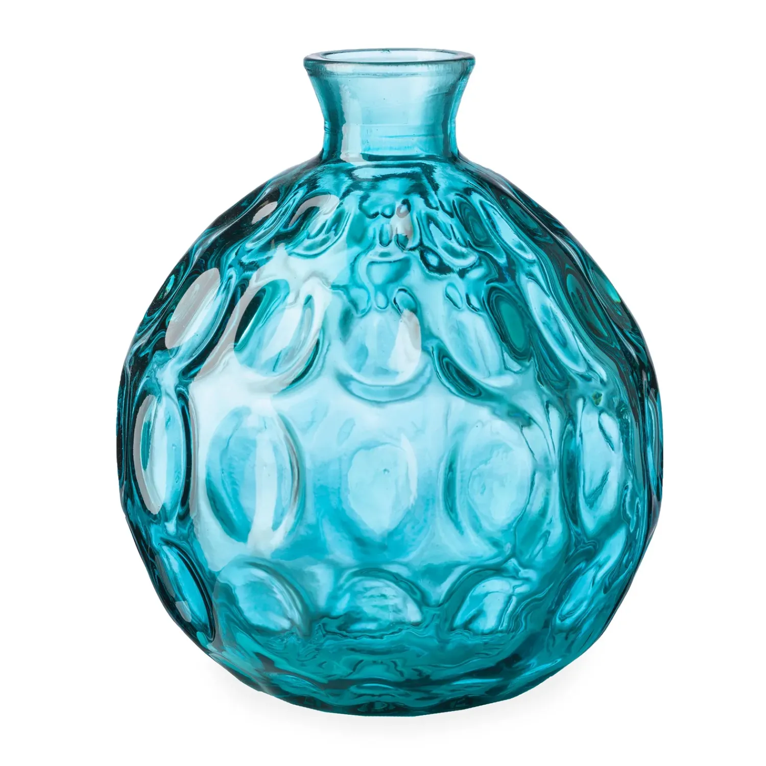 Plow & Hearth Planters & Vases>Dune Round Recycled Dimpled Glass Vase, 7.5"H