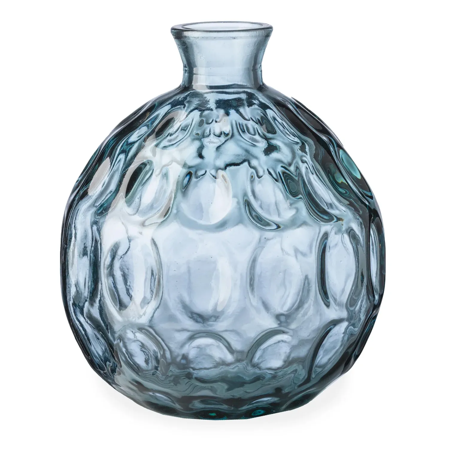 Plow & Hearth Planters & Vases>Dune Round Recycled Dimpled Glass Vase, 7.5"H