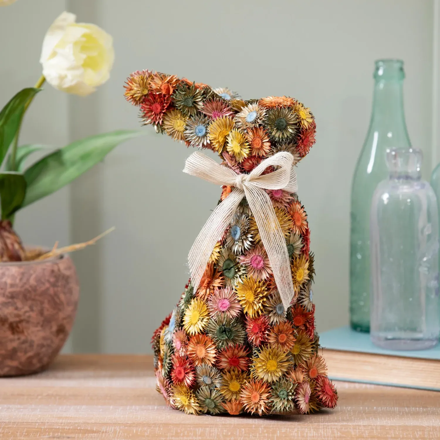 Plow & Hearth Decorative Accents>Easter Bunny Dried Floral Decor, 12"H