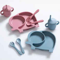 Plow & Hearth Plates & Platters>Elephant Silicone Baby Feeding Set