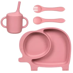 Plow & Hearth Plates & Platters>Elephant Silicone Baby Feeding Set