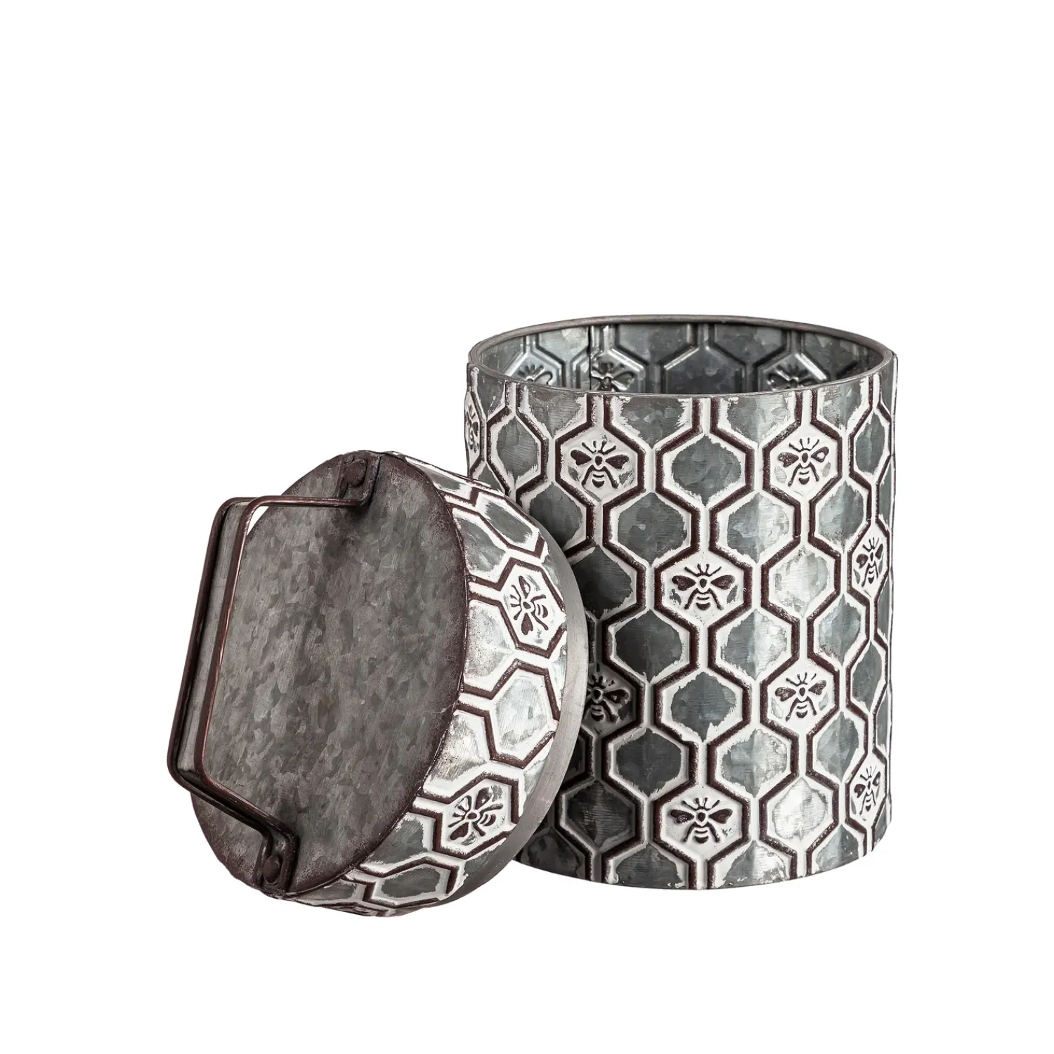 Plow & Hearth Canisters & Storage>Embossed Honeycomb Storage Containers, Set of 2