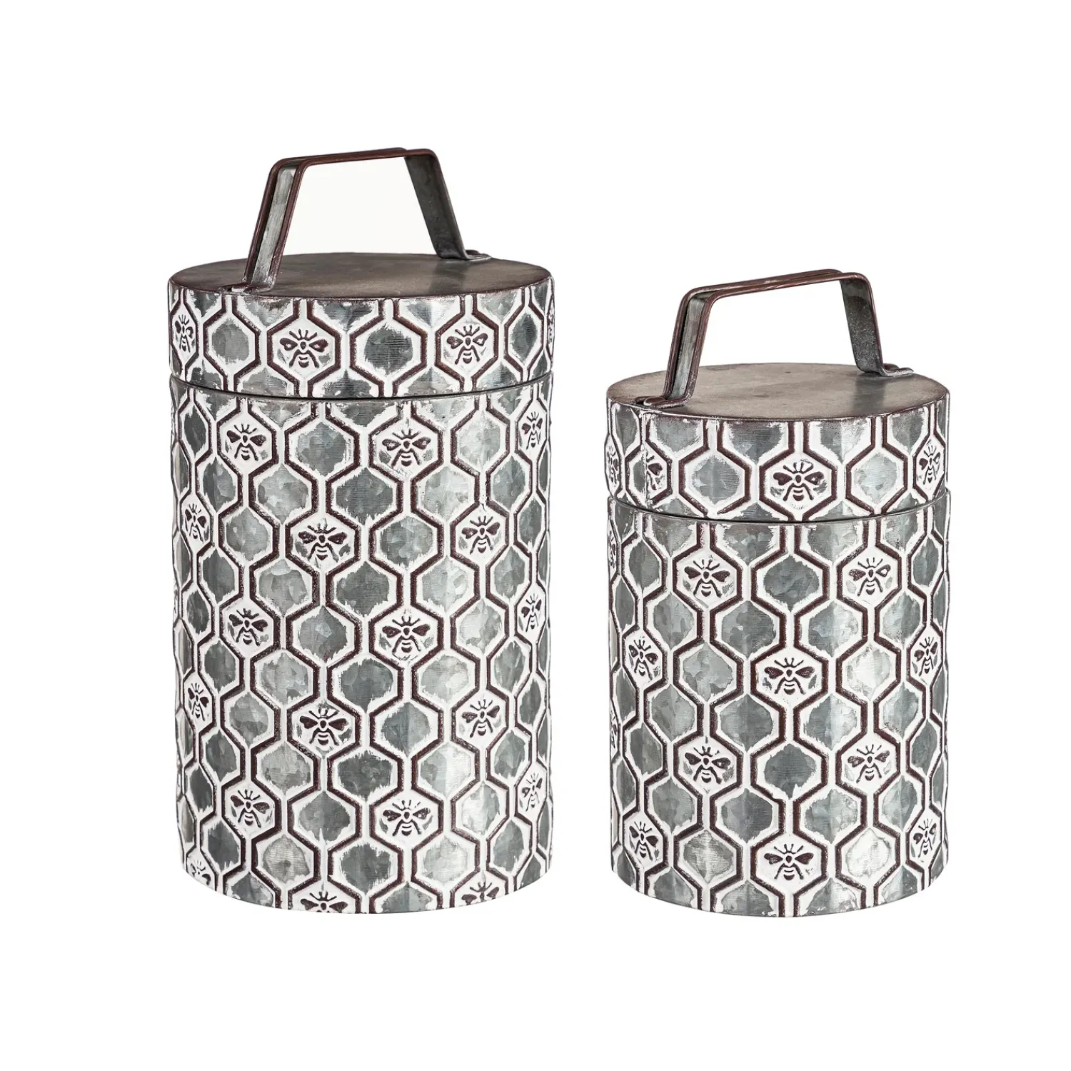 Plow & Hearth Canisters & Storage>Embossed Honeycomb Storage Containers, Set of 2