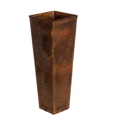 Plow & Hearth Planters & Plant Stands>Embossed Metal Front Door Planter, Burnt Copper Sunflowers