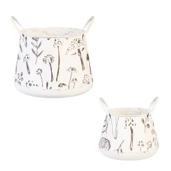 Plow & Hearth Planters & Plant Stands>Embossed Mushrooms Planter with Handles, Nested Set of 2