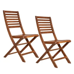 Plow & Hearth Chairs & Rockers|Rockers & Gliders>Eucalyptus Folding Bistro Chairs, Set of 2