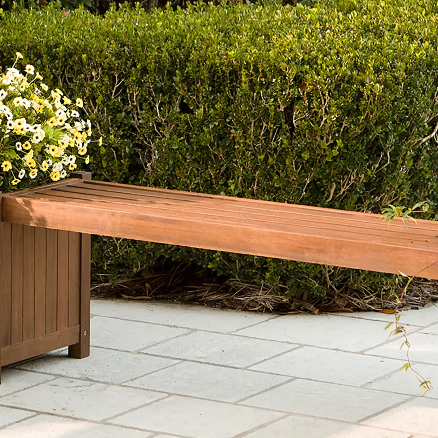 Plow & Hearth Arbors & Trellises|Outdoor Benches>Eucalyptus Slatted Bench Seat