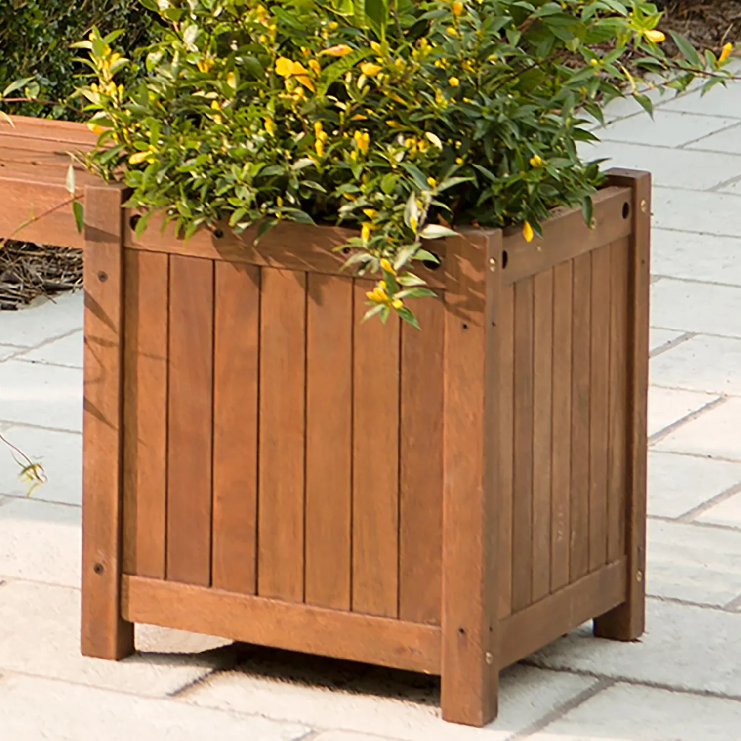 Plow & Hearth Planters & Plant Stands|Arbors & Trellises>Eucalyptus Square Planter/Seat