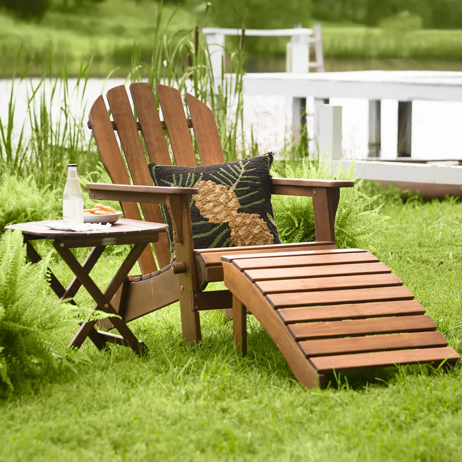 Plow & Hearth Adirondack Chairs>Eucalyptus Wood Adirondack Ottoman NaturalStain