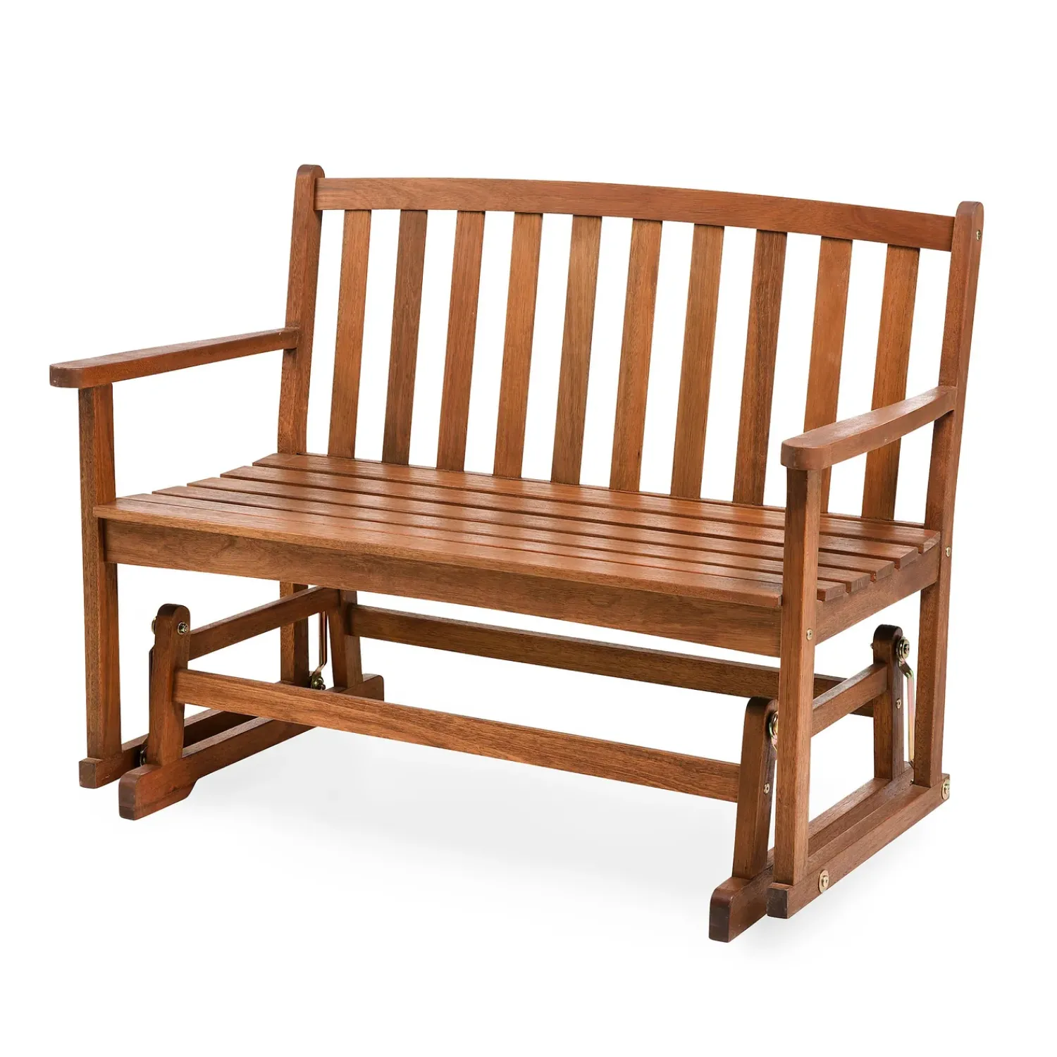 Plow & Hearth Chairs & Rockers|Rockers & Gliders>Eucalyptus Wood Love Seat Glider, Lancaster Outdoor Furniture Collection Natural