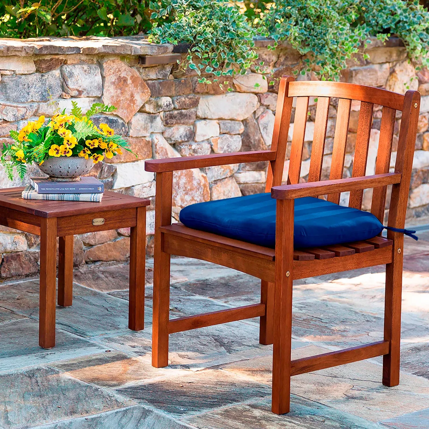 Plow & Hearth Outdoor Side Tables>Eucalyptus Wood Side Table, Lancaster Outdoor Furniture Collection - Natural