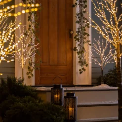 Plow & Hearth Faux Flowers & Plants|Lighted Trees & Garlands>Extra Large Indoor/Outdoor Birch Tree with 750 Warm White Lights Brown