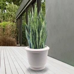 Plow & Hearth Planters & Plant Stands>Extra Large White Authentic Talavera Flower Bowl Planter