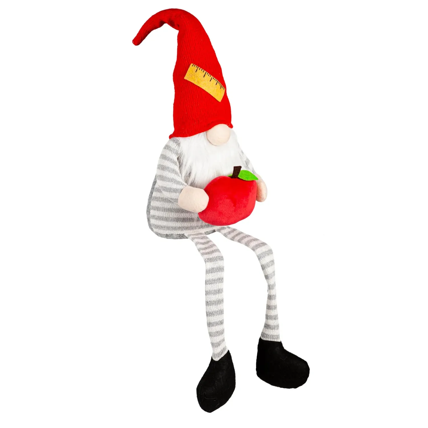 Plow & Hearth Decorative Accents>Fabric Teacher Gnome with Apple and Dangling Legs Table Décor